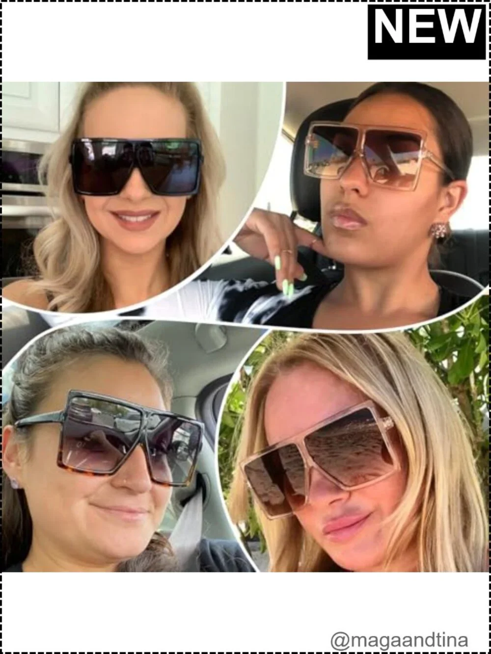 Oversized Square Sunglasses UV400 Protection Polycarbonate Lenses Unisex